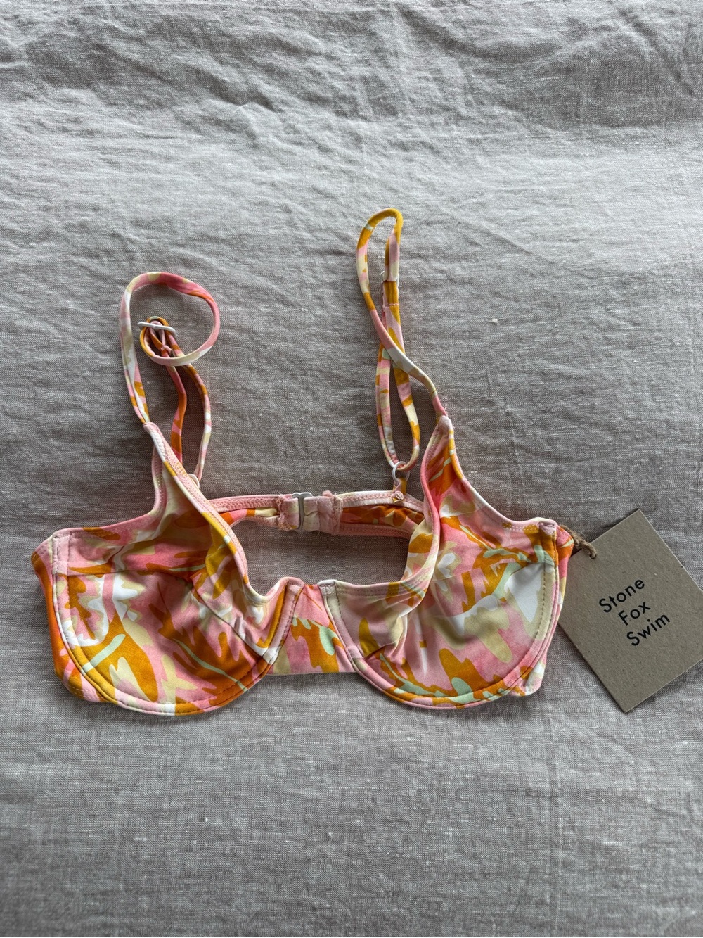 Stone Fox Swim Pink & Orange Abstract Underwire Bikini Top